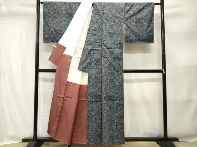 平和屋着物■上質な紬 幾何学文 正絹 逸品 CABI8318ev