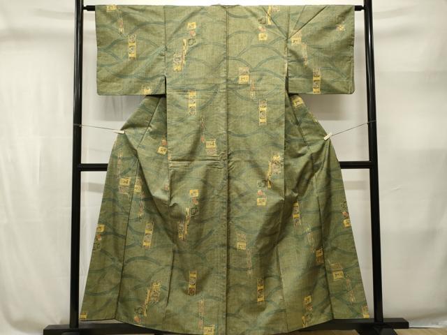 平和屋着物■本場染大島紬 色紙動物文 正絹 逸品 CABI8319ev