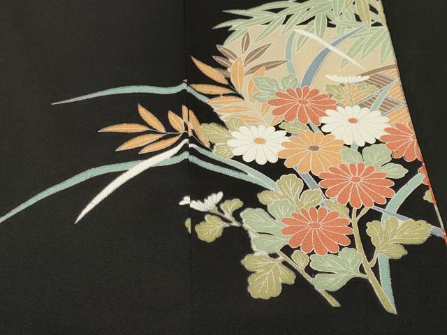 平和屋着物■豪華黒留袖 孔雀立波花文 正絹 逸品 CABI8329ev