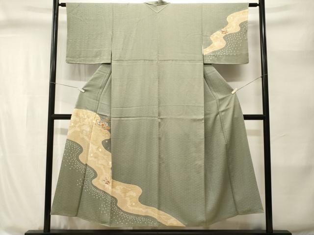平和屋着物■訪問着 絞り 刺繍 道長地紙花文 金彩 正絹 逸品 CABI8353ev