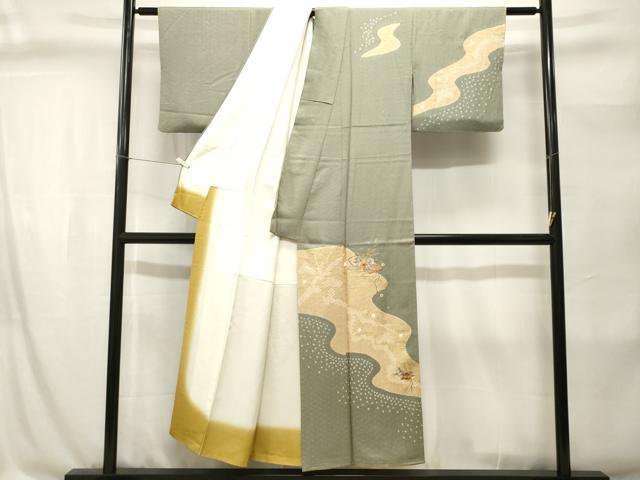 平和屋着物■訪問着 絞り 刺繍 道長地紙花文 金彩 正絹 逸品 CABI8353ev