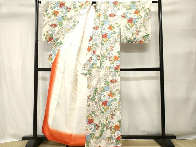平和屋着物■上質な小紋 紬地 枝花文 正絹 逸品 CABI8369ev