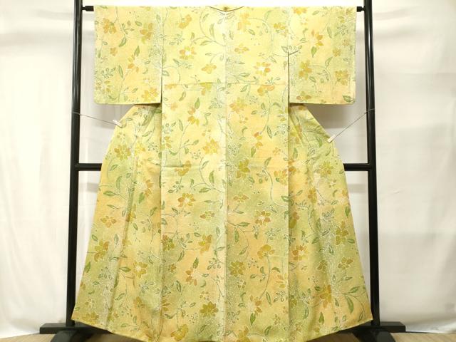 平和屋着物■上質な小紋 手描き 更紗枝花文 暈し染め 正絹 逸品 CABI8373ev