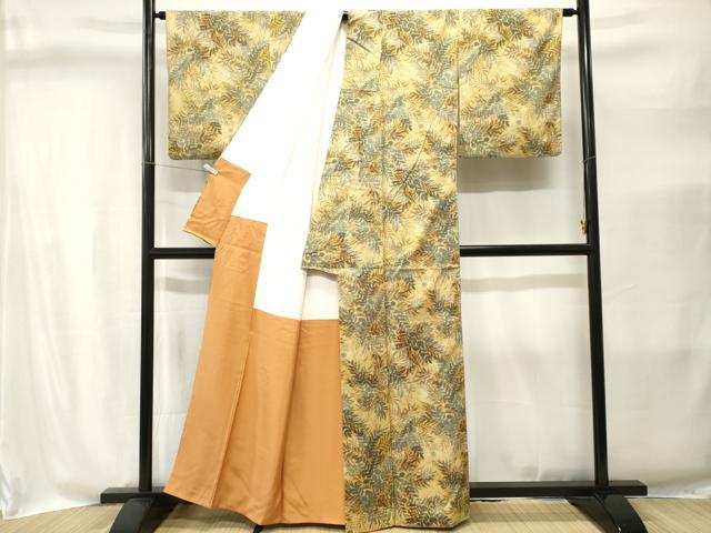 平和屋着物■上質な小紋 紬地 枝葉文 正絹 逸品 CABI8377ev