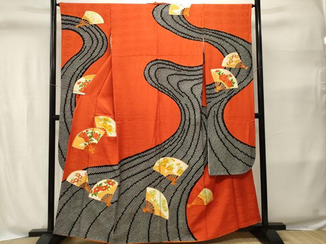 平和屋着物■豪華振袖 駒刺繍 絞り 扇面草花文 正絹 逸品 CABI8380ev