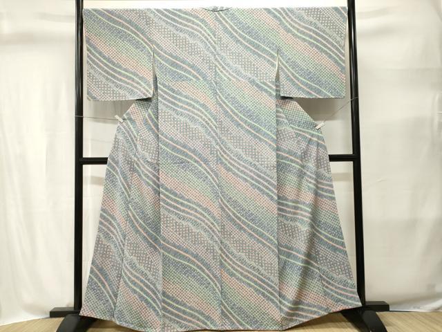 平和屋着物■上質な小紋 斜線鹿の子文 正絹 逸品 CABI8382ev