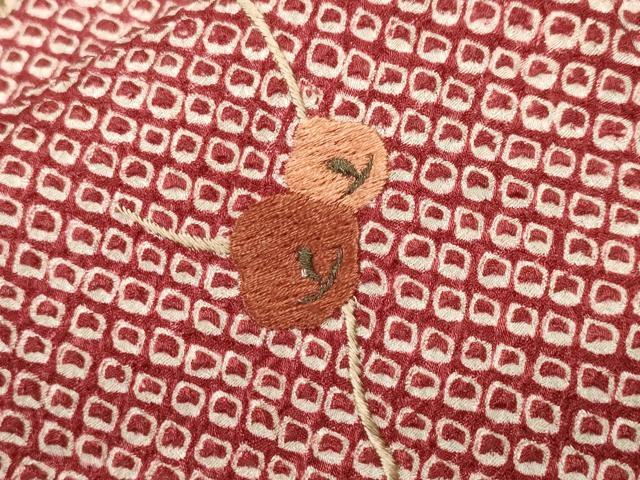 平和屋着物■色留訪問着 刺繍 絞り 枝椿文 正絹 逸品 CABI8385ev