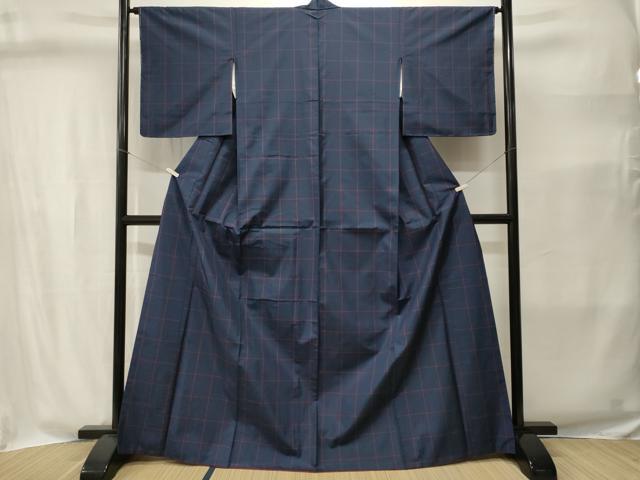 平和屋着物■上質な紬 格子柄 正絹 逸品 CABI8391ev