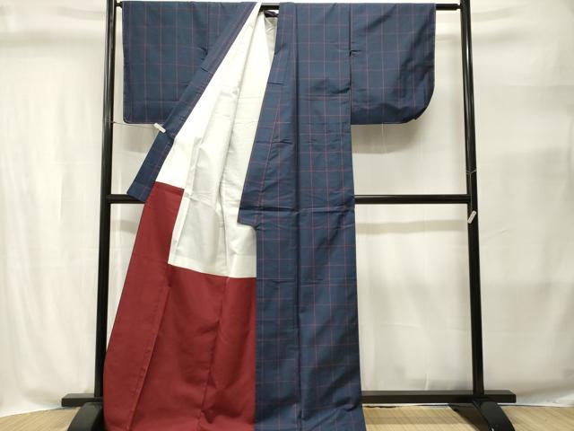 平和屋着物■上質な紬 格子柄 正絹 逸品 CABI8391ev