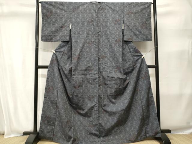 平和屋着物■上質な紬 草花麻の葉文様 正絹 逸品 CABI8392ev
