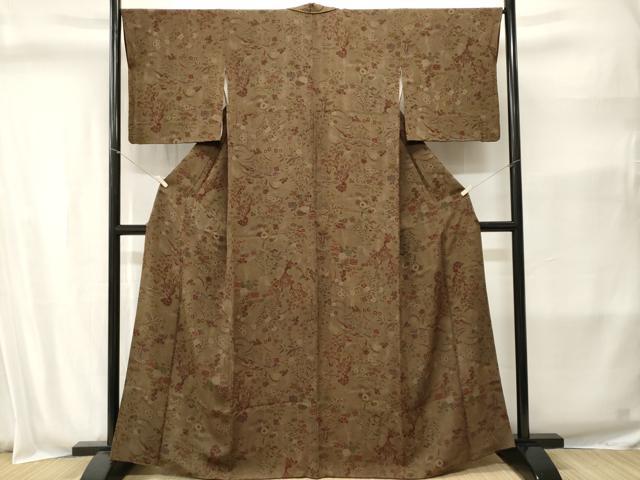 平和屋着物■上質な小紋 枝花文 鬼しぼ縮緬 正絹 逸品 CABI8393ev