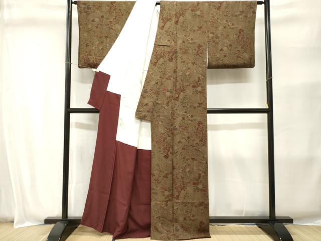 平和屋着物■上質な小紋 枝花文 鬼しぼ縮緬 正絹 逸品 CABI8393ev
