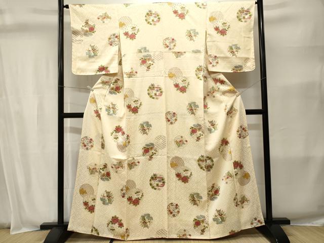 平和屋着物■上質な小紋 吉祥草花丸文 正絹 逸品 CABI8394ev