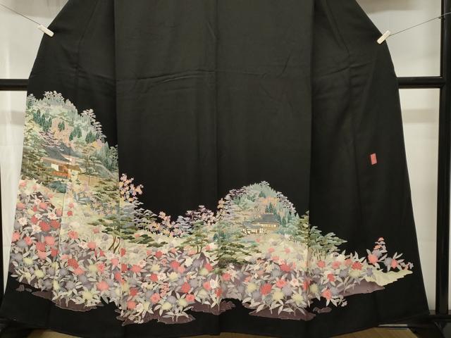 平和屋着物■豪華黒留袖 作家物 風景文 正絹 逸品 CABI8396ev