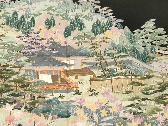 平和屋着物■豪華黒留袖 作家物 風景文 正絹 逸品 CABI8396ev