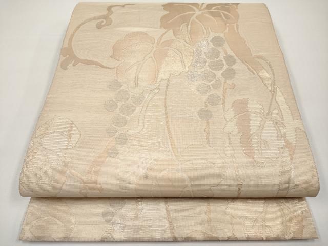 平和屋着物*夏物 六通柄袋帯 葡萄蔦の葉文 金銀糸 正絹 逸品 CABI8401tx