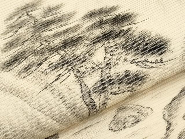 平和屋着物*夏物 九寸名古屋帯 手描き 人物風景文 正絹 逸品 CABI8417tx