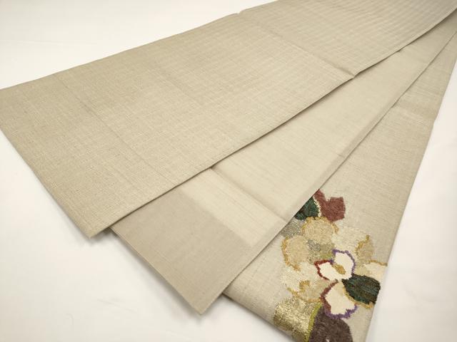 平和屋着物▽太鼓柄袋帯 スリーシーズン 春夏秋 モール織 牡丹 金銀糸 正絹 逸品 未使用 CABI8436tx
