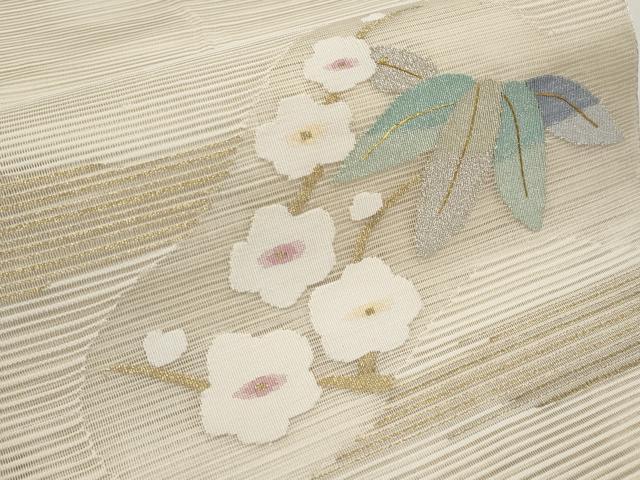平和屋着物*夏物 八寸名古屋帯 絽綴れ 笹梅文 金銀糸 正絹 逸品 CABI8455tx