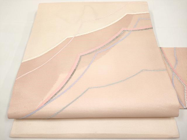 平和屋着物*夏物 九寸名古屋帯 抽象文 銀糸 正絹 逸品 CABI8461tx