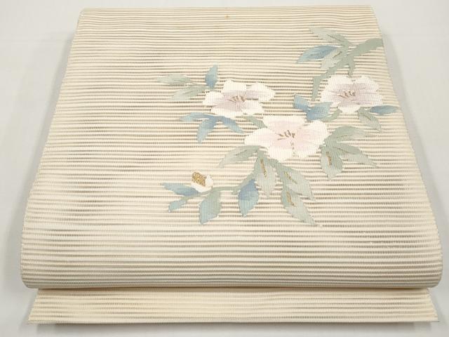 平和屋着物*夏物 八寸名古屋帯 絽綴れ 枝花文 金糸 正絹 逸品 CABI8465tx