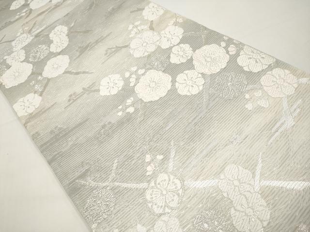 平和屋着物*夏物 六通柄袋帯 唐織 枝梅文 銀糸 正絹 逸品 CABI8480tx