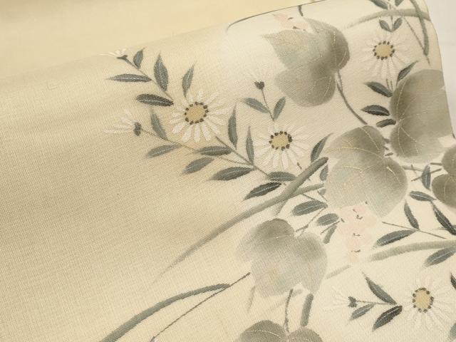 平和屋着物*夏物 太鼓柄袋帯 手描き 枝花文 金彩 正絹 逸品 CABI8484tx