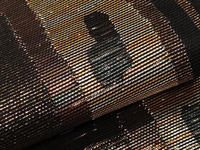 平和屋着物*夏物 六通柄袋帯 抽象文 黒地 金銀糸 正絹 逸品 CABI8513tx