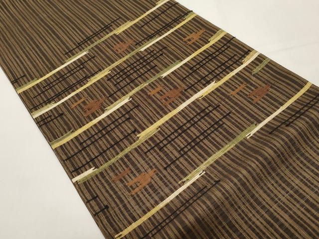 平和屋着物*夏物 太鼓柄袋帯 すくい織 横段文 正絹 逸品 未使用 CABI8520tx