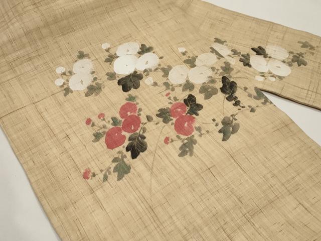 平和屋着物*夏物 染色作家 桐山紫香 手描き 九寸名古屋帯 枝花文 麻 逸品 CABI8533tx