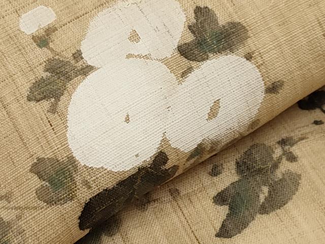平和屋着物*夏物 染色作家 桐山紫香 手描き 九寸名古屋帯 枝花文 麻 逸品 CABI8533tx