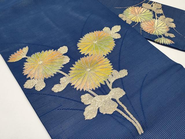 平和屋着物*夏物 九寸名古屋帯 枝菊文 金糸 正絹 逸品 未使用 CABI8537tx
