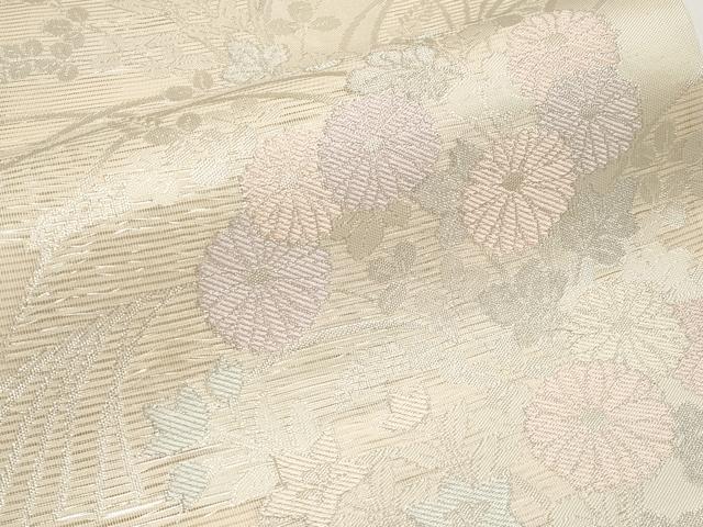 平和屋着物*夏物 六通柄袋帯 秋草文 銀糸 正絹 逸品 CABI8541tx