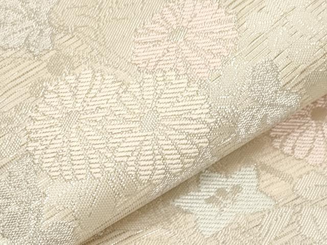 平和屋着物*夏物 六通柄袋帯 秋草文 銀糸 正絹 逸品 CABI8541tx