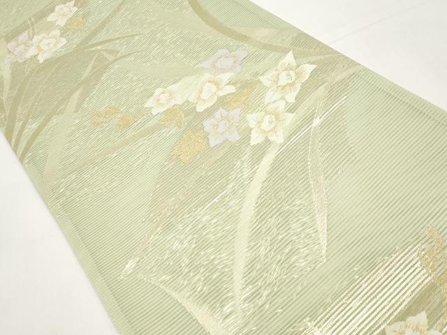 平和屋着物*夏物 六通柄袋帯 草花文 金糸 正絹 逸品 未使用 CABI8550tx