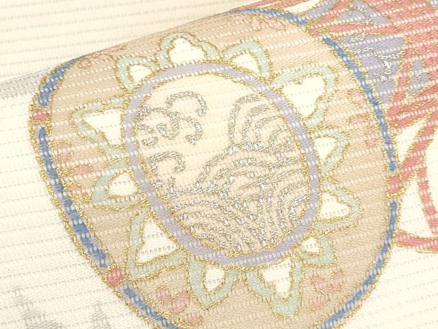 平和屋着物*夏物 英王室献上友禅作家 木下勝功 九寸名古屋帯 鼓 金銀彩 正絹 逸品 CABI8555tx