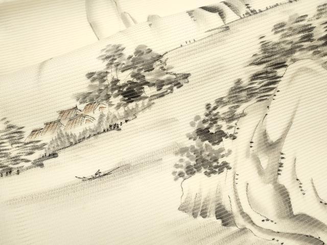 平和屋着物*夏物 九寸名古屋帯 作家物 手描き 水辺風景文 正絹 逸品 CABI8557tx