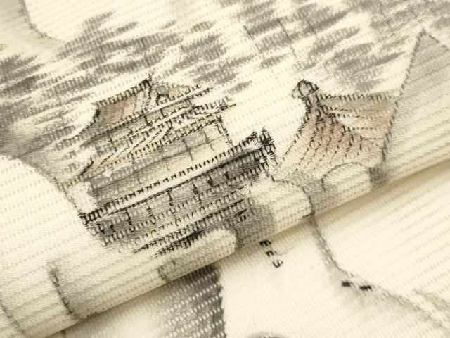 平和屋着物*夏物 九寸名古屋帯 作家物 手描き 水辺風景文 正絹 逸品 CABI8557tx
