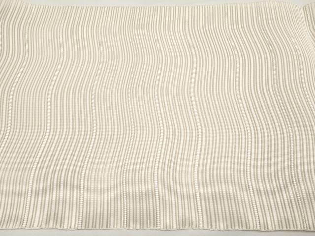 平和屋着物*夏物 八寸名古屋帯 絽綴れ よろけ縞 練色 正絹 逸品 CABI8559tx