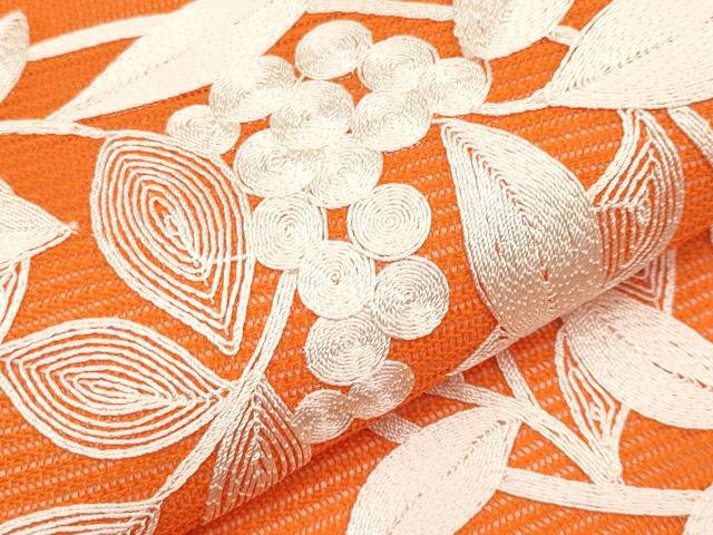 平和屋着物*夏物 九寸名古屋帯 総刺繍 南天丸文 正絹 逸品 CABI8560tx