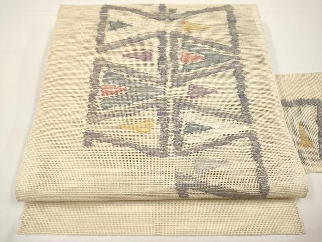 平和屋着物*夏物 八寸名古屋帯 抽象文 正絹 逸品 CABI8570tx