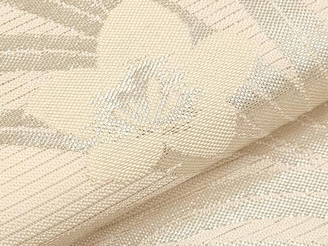 平和屋着物*夏物 六通柄袋帯 草花文 銀糸 正絹 逸品 CABI8571tx