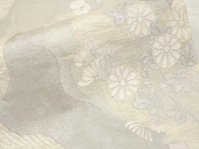 平和屋着物*夏物 六通柄袋帯 道長草花文 銀糸 正絹 逸品 CABI8573tx