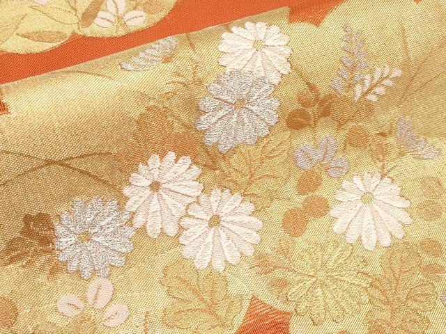 平和屋着物*夏物 六通柄袋帯 雲取り枝花文 金銀糸 正絹 逸品 CABI8574tx