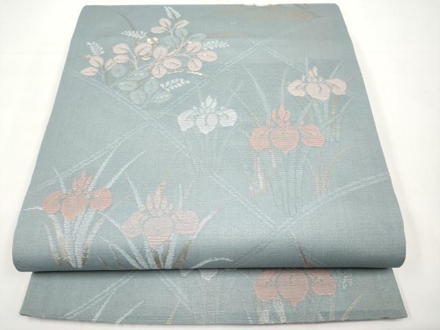 平和屋着物*夏物 六通柄袋帯 草花文 金糸 正絹 逸品 CABI8578tx