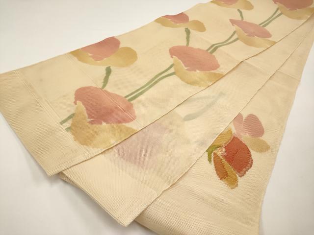 平和屋着物*夏物 六通柄袋帯 草花文 正絹 逸品 CABI8582tx
