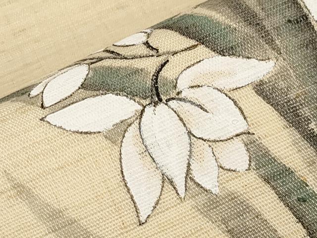 平和屋着物*夏物 九寸開き名古屋帯 手描き 草花文 麻 逸品 CABI8594tx