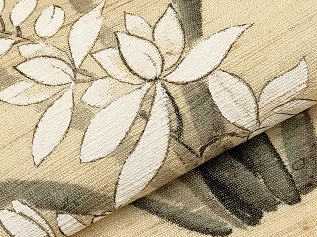 平和屋着物*夏物 九寸開き名古屋帯 手描き 草花文 麻 逸品 CABI8594tx