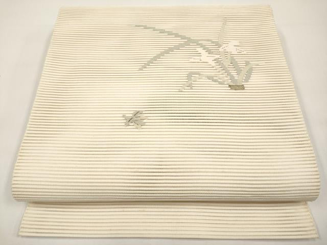 平和屋着物*夏物 八寸名古屋帯 絽綴れ 草花文 金糸 正絹 逸品 CABI8597tx