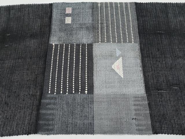 平和屋着物*夏物 八寸名古屋帯 色紙抽象文 黒地 正絹 逸品 CABI8600tx